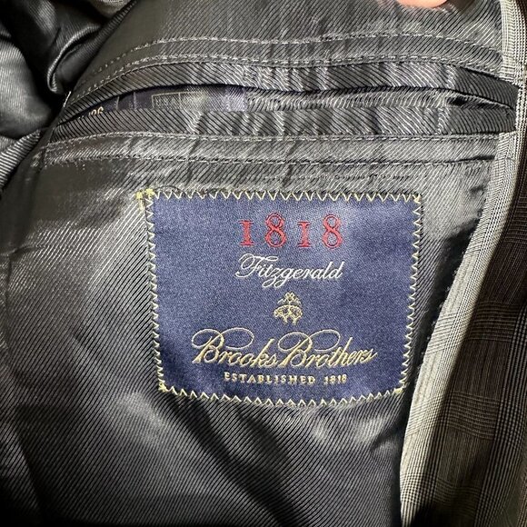 BROOKS BROTHERS Fitzgerald Made Italy Suit Jacket 42L/36 Wool Prince Of Whales - Picture 2 of 12